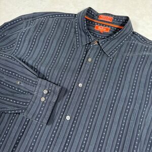 Facconable Mens XXL Button Down Shirt Long Sleeve Striped French Designed Cotton